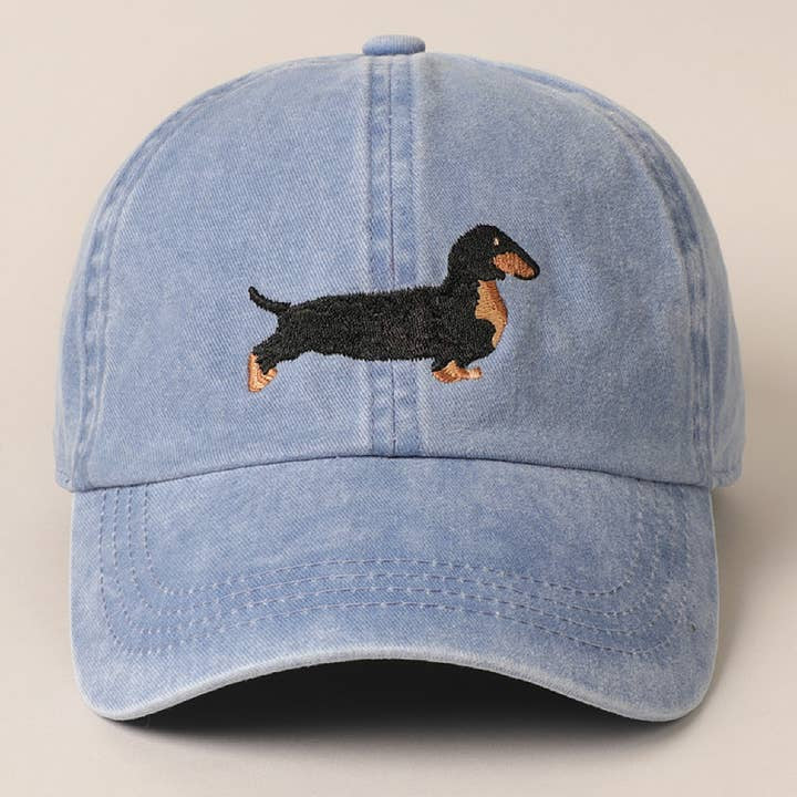 Embroidered Baseball Cap - Dachshund / Denim Blue