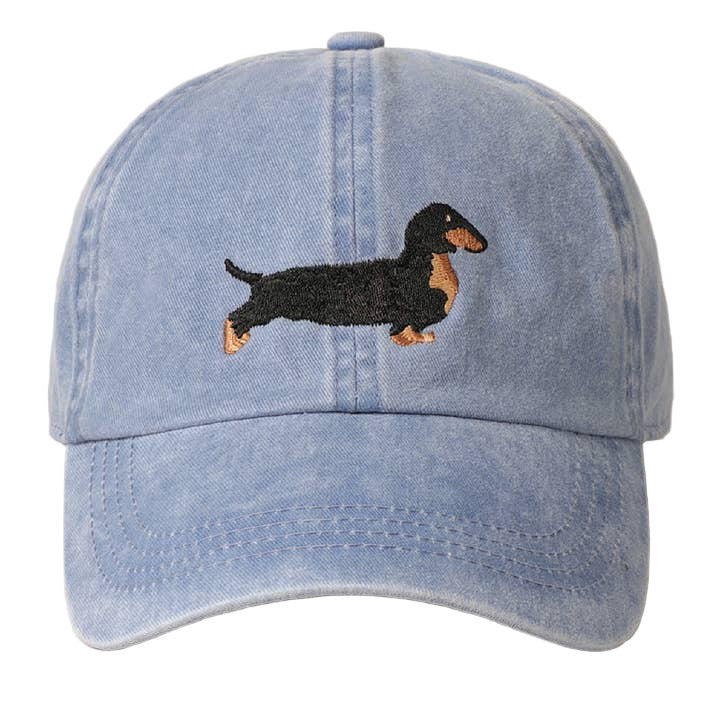 Embroidered Baseball Cap - Dachshund / Denim Blue