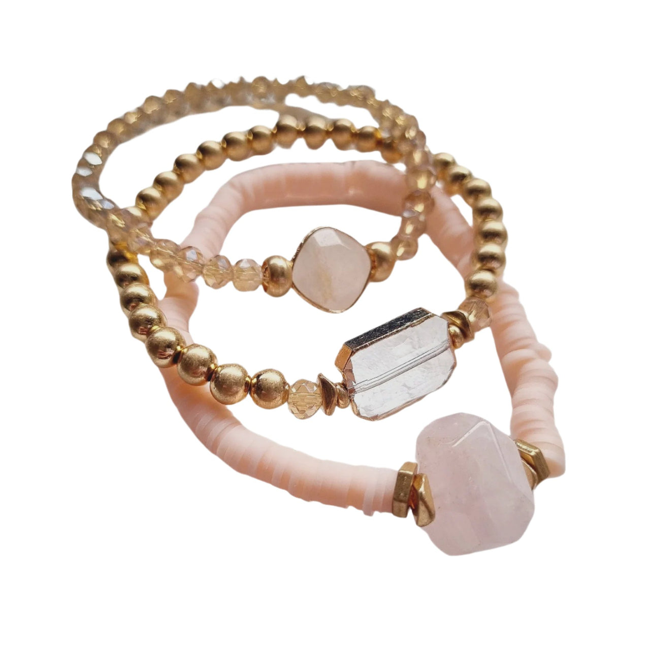 Beaded Bracelet Set - Pink
