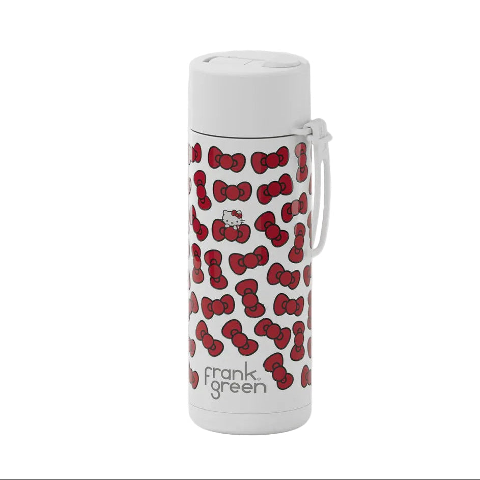 595mL Ceramic Bottle + Flip Straw Lid - Hello Kitty Bow