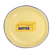 Round Trinket Tray - Butter with Blue Rim
