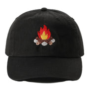 Embroidered Baseball Cap - Campfire Flame, Black
