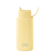 1L Ceramic Bottle + Flip Straw Lid - Buttermilk