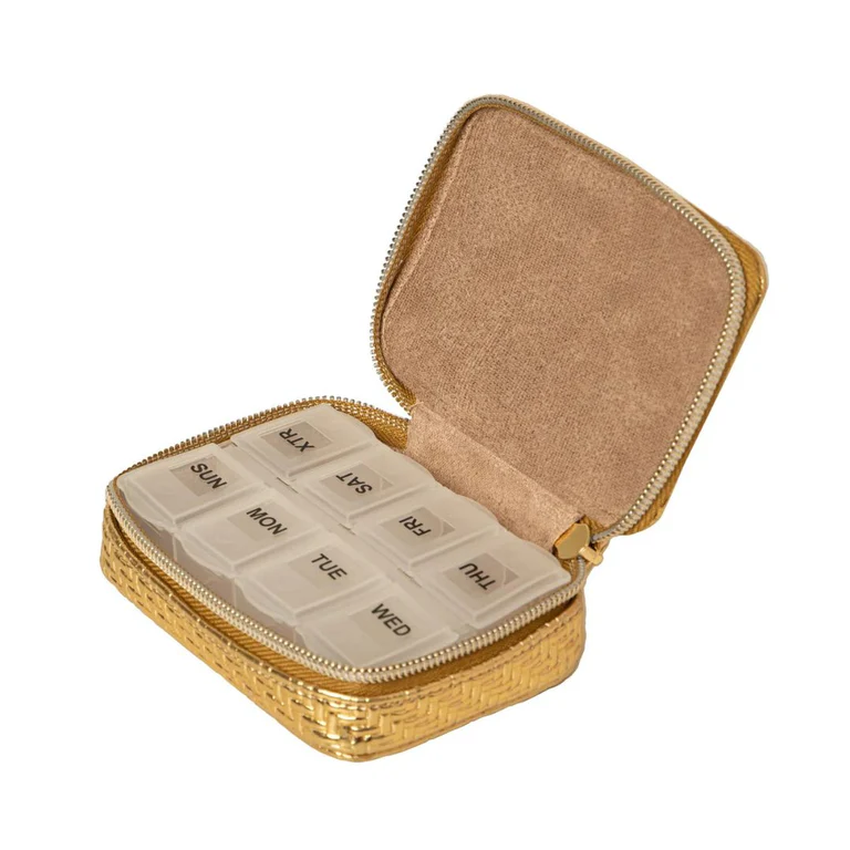 Pill Box - Herringbone Gold