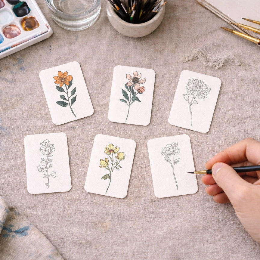 Paintable Watercolour Card Deck - Summer Flowers