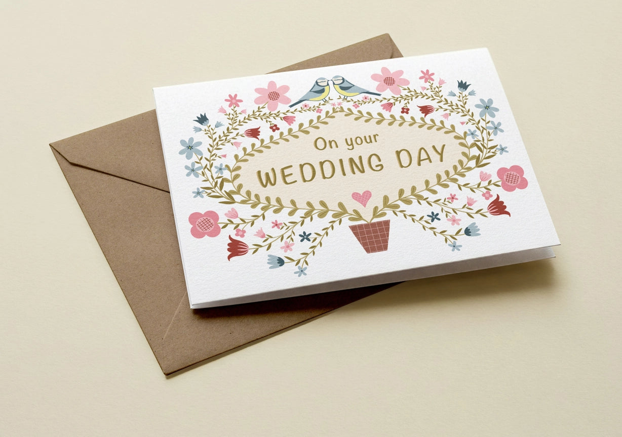 Folk Floral Wedding Card