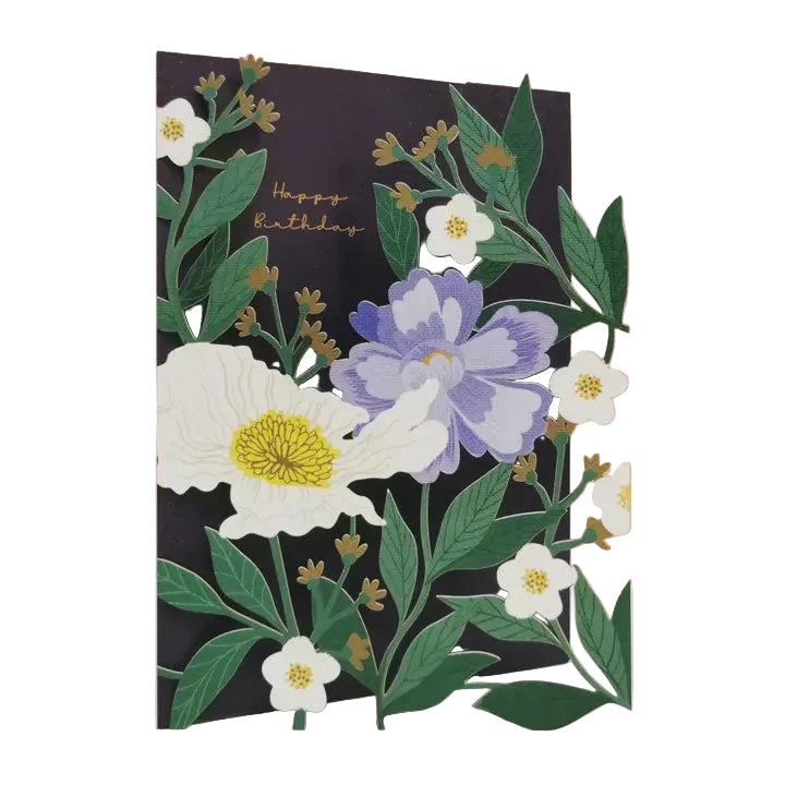 Happy Birthday Floral Cut Art Card