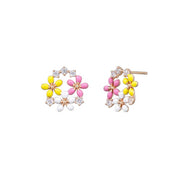 Daisy Garden Flower Earrings - Pink