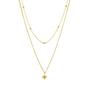Double Chain Star Necklace - Gold