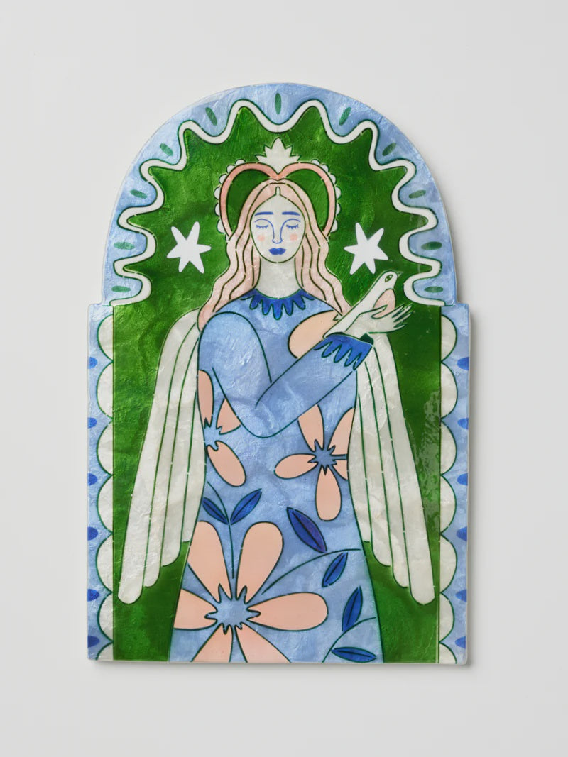 Capiz Shell Art Tile - Gardienne Angel - Green