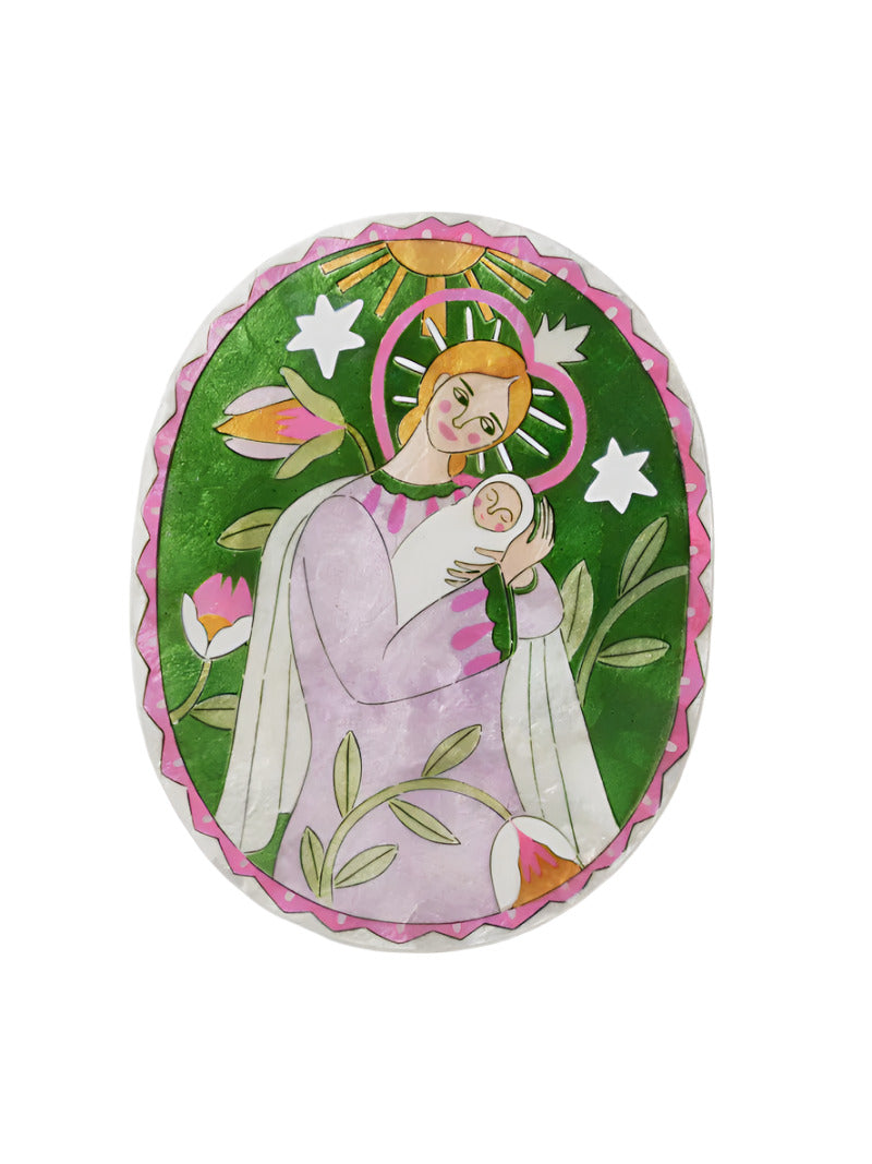 Capiz Shell Art Tile - Gardienne Angel - Bebe Green