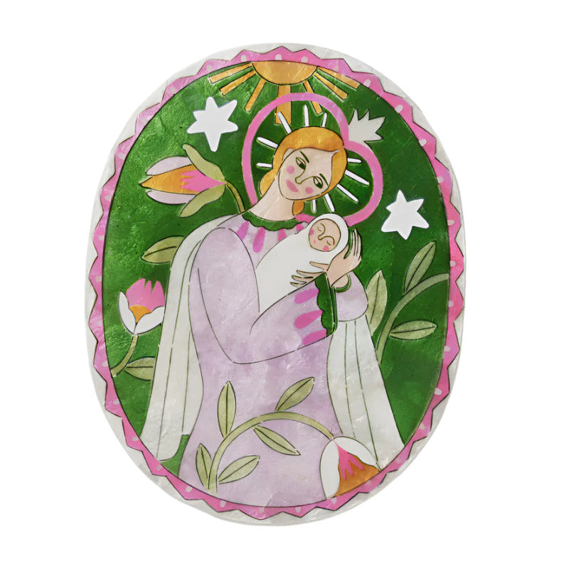 Capiz Shell Art Tile - Gardienne Angel - Bebe Green