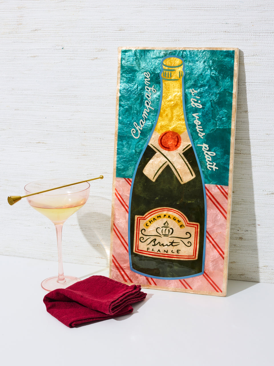 Capiz Shell Art Tile - Happy Hour - Champers