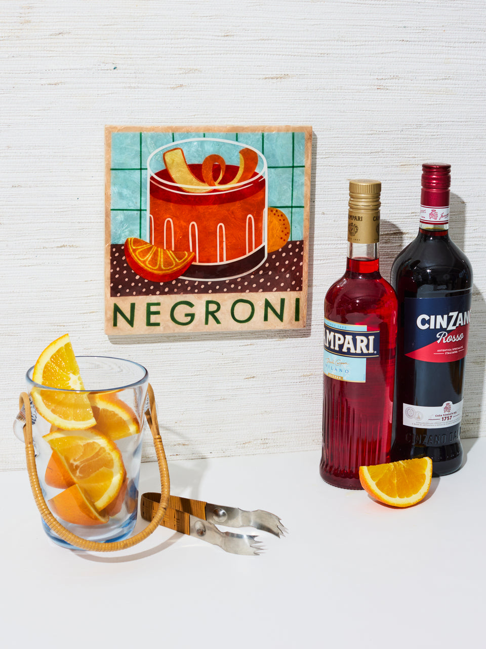 Capiz Shell Art Tile - Happy Hour - Negroni