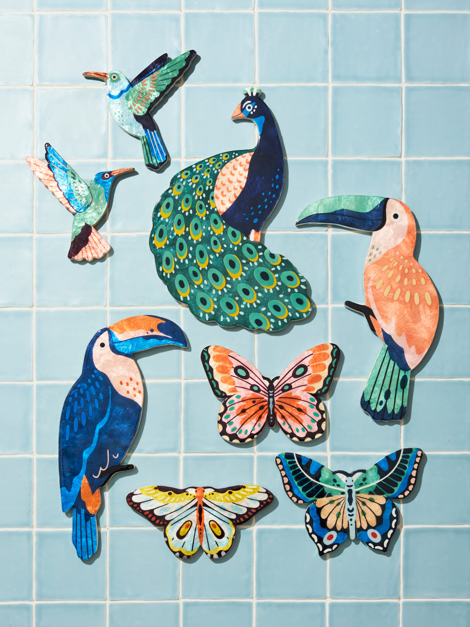 Capiz Shell Art Tile - Canopy - Peacock