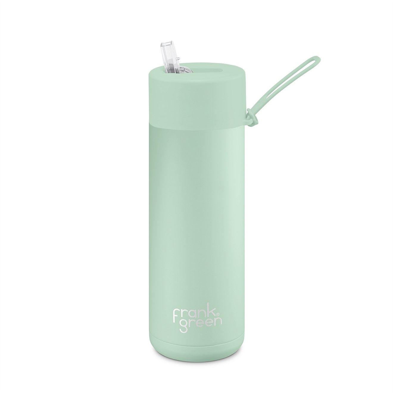 595mL Ceramic Bottle + Flip Straw Lid - Peppermint