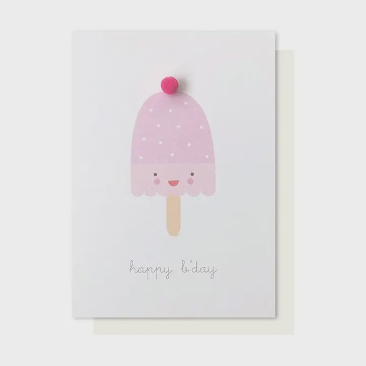 Ice Cream Birthday Pom Pom Card