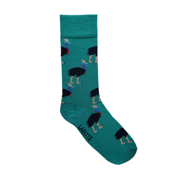 LAFITTE Bamboo Socks - Southern Cassowary - Jade (W8-12, M6-11)