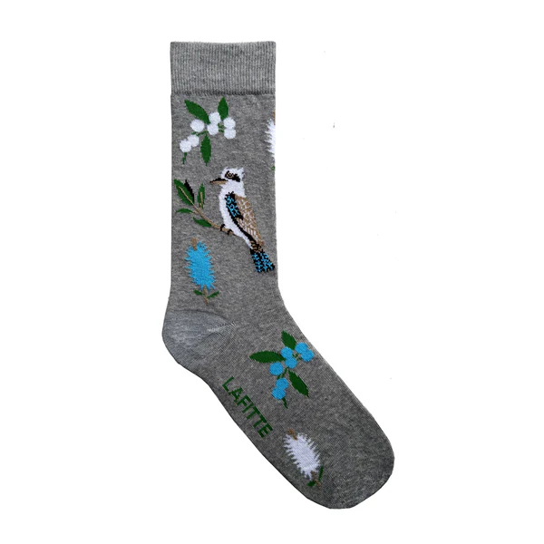 LAFITTE Bamboo Socks - Kookaburra - Grey (W8-12, M6-11)