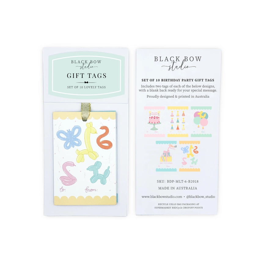 Birthday Party Gift Tags - Set of 10