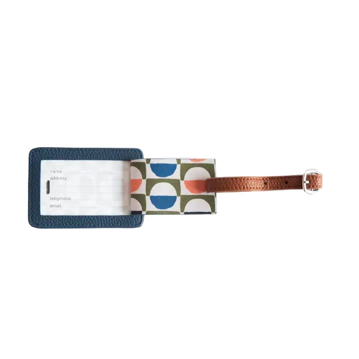 Vegan Leather Luggage Tag - Navy