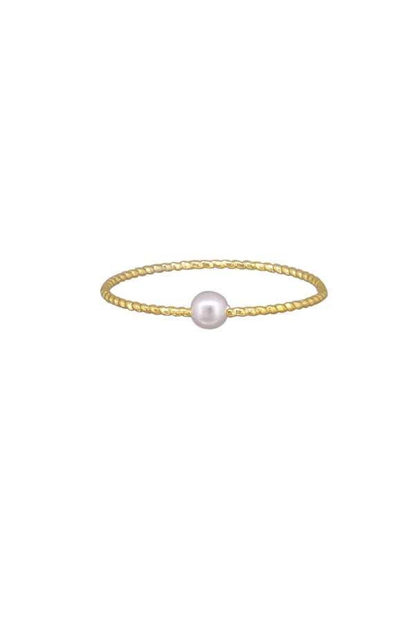 Single Pearl Dainty Ring - Gold