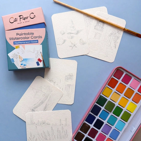 Paintable Watercolour Card Deck - Mediterranean Coast