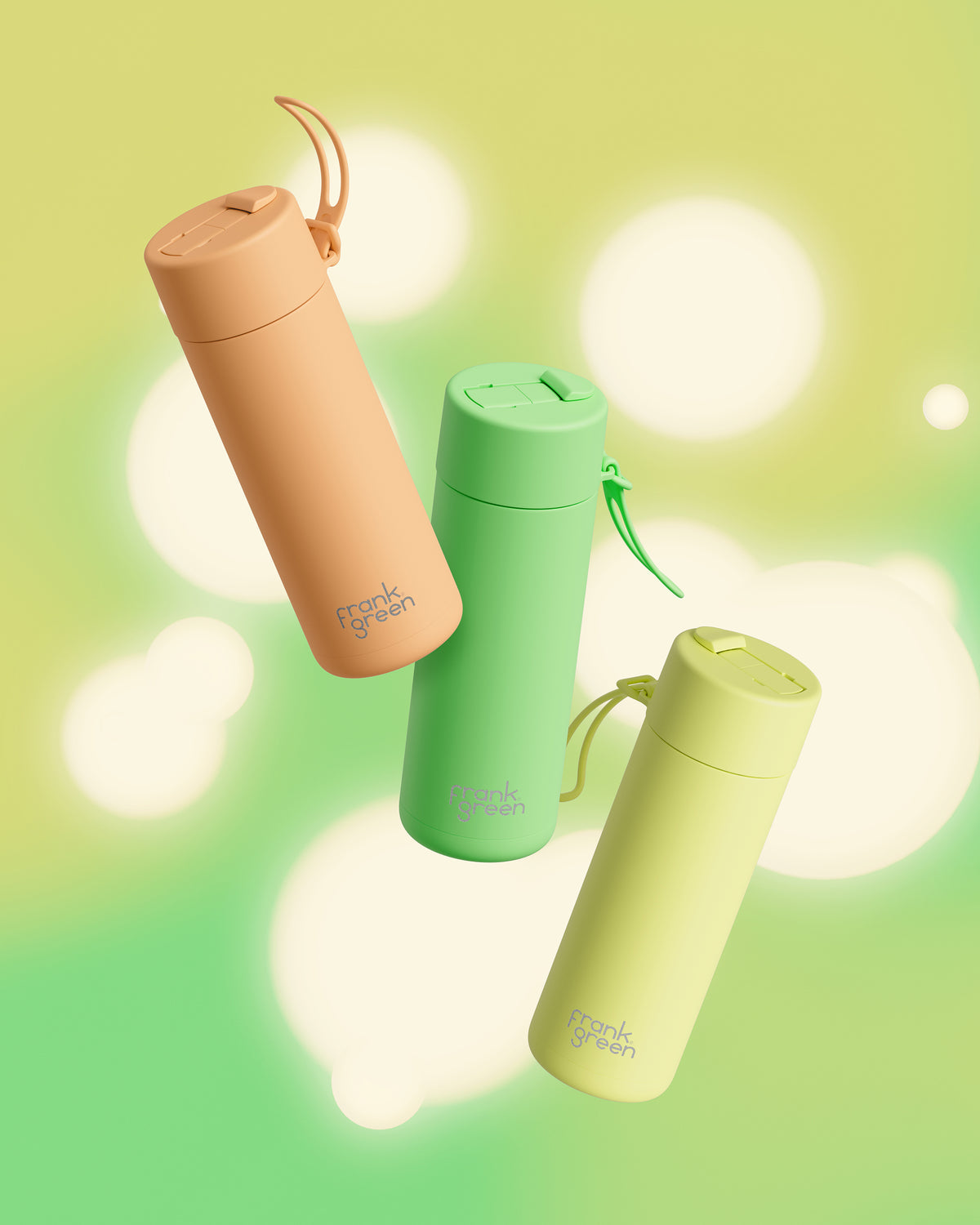 Ceramic Reusable Bottle with Flip Straw Lid 595mL - Solar Glow