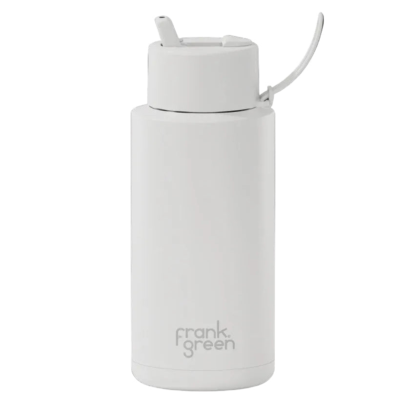 1L Ceramic Bottle + Flip Straw Lid - Cloud