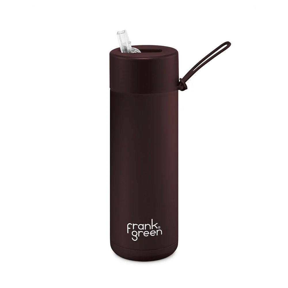 Ceramic Reusable Bottle with Straw Lid 595mL - Chocolate
