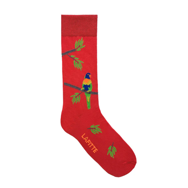LAFITTE Bamboo Socks - Lorikeet - Red (W8-12, M6-11)