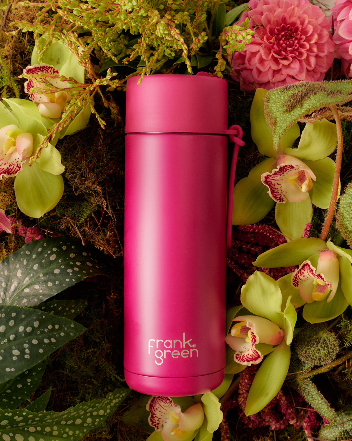 595mL Ceramic Bottle + Flip Straw Lid - Berry