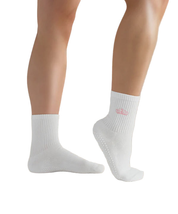 Crew Non Slip Grip Socks - Pink Crown