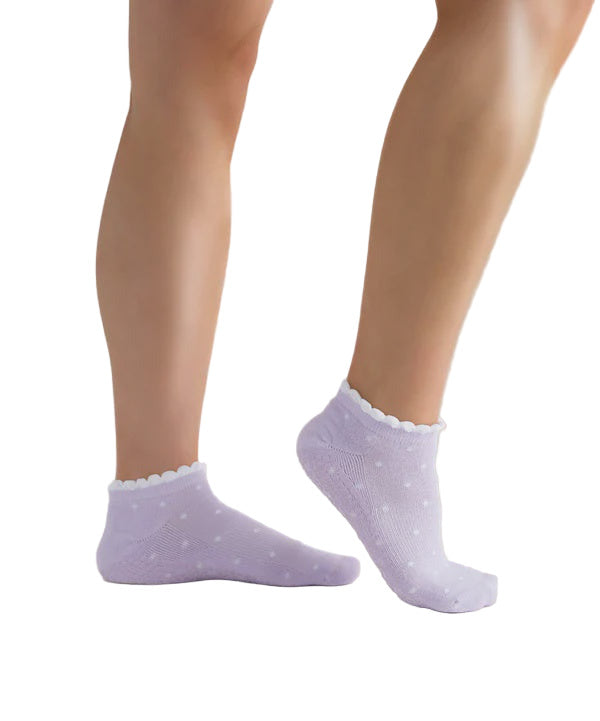 Classic Low Rise Grip Socks - Lavender Spots