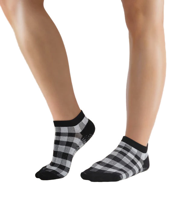 Classic Low Rise Grip Socks - Monochrome Gingham