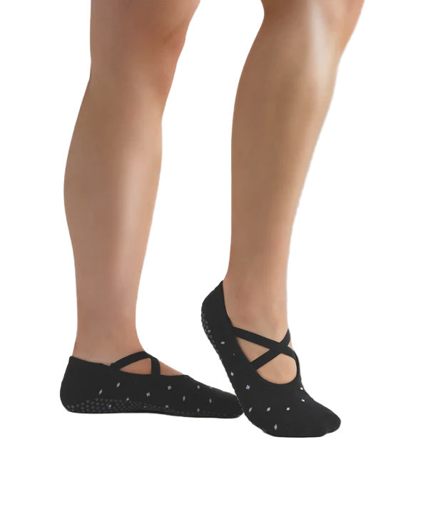 Ballet Non Slip Grip Socks - Black Polka