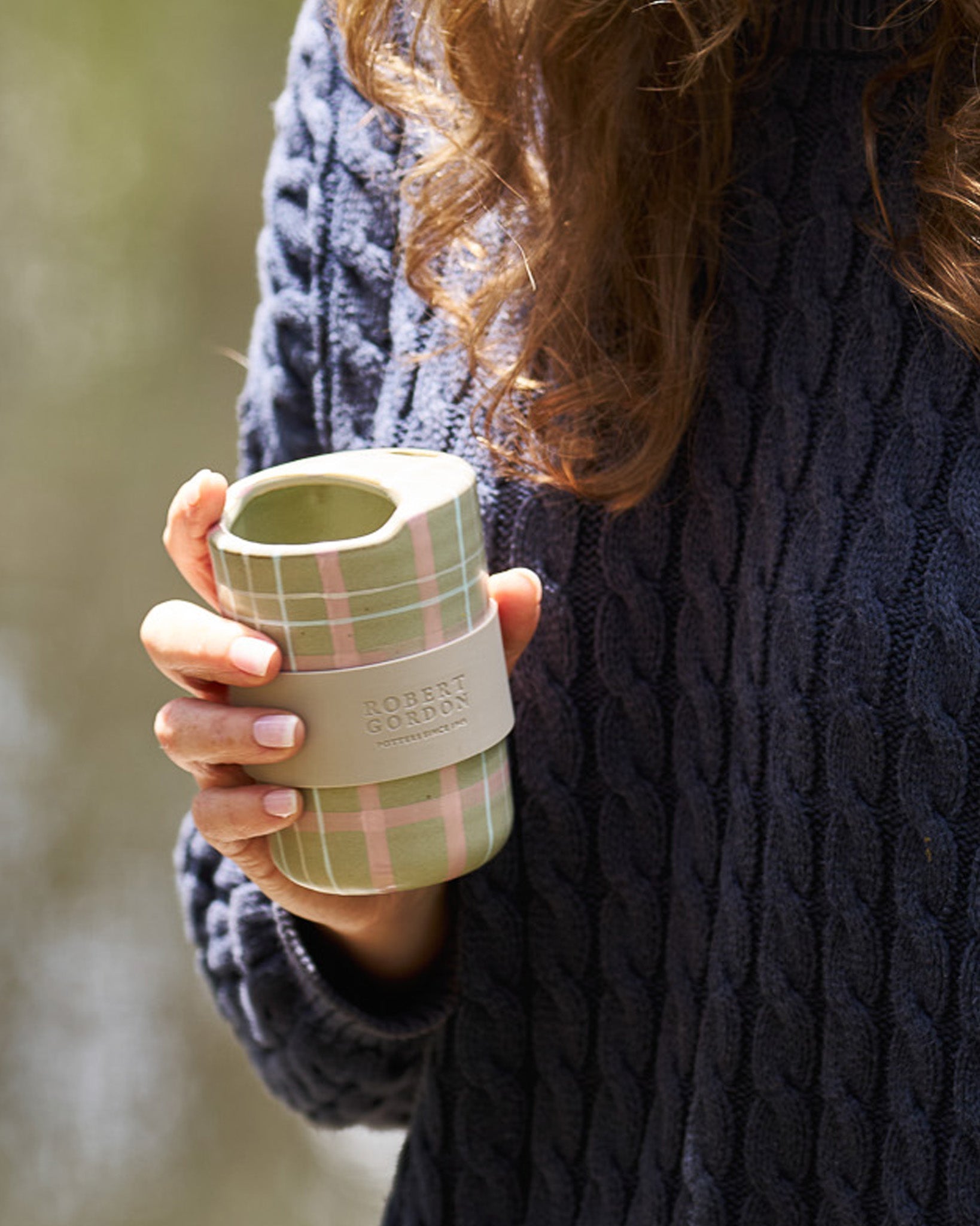 Ceramic Travel Mug 350ml - Sage & Blush