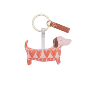 CG Vegan Leather Keyring - Pink & Orange Linked Hearts Sausage Dog