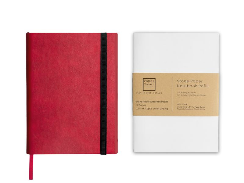 Paper Saver Notebook + Stone Paper Refill - Berry Red