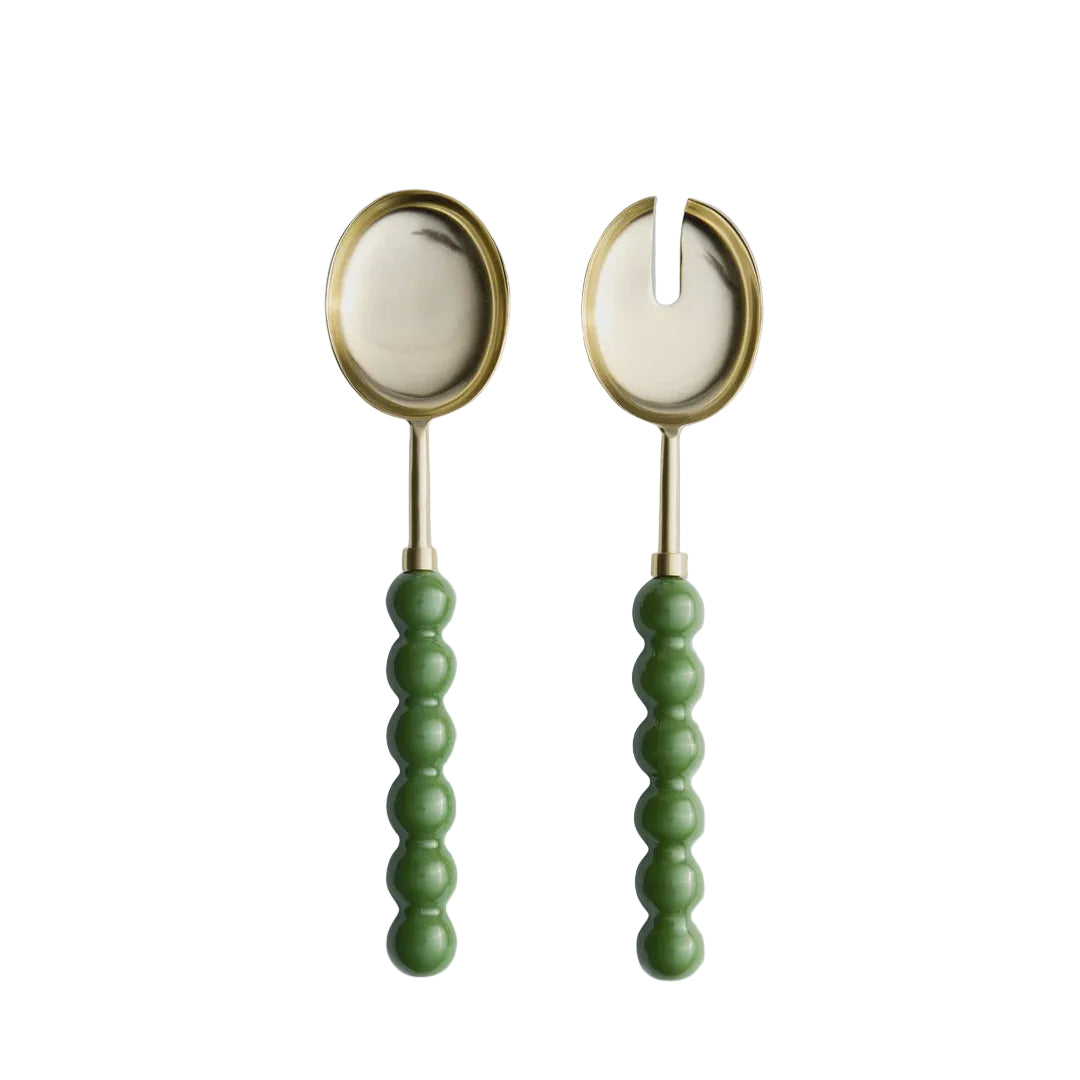 Green Bauble Salad Server Set