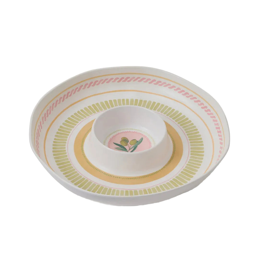 Melamine Chip Dip Platter - Fiesta Olive