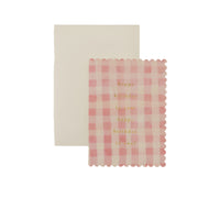 Pink Gingham Happy Birthday Card
