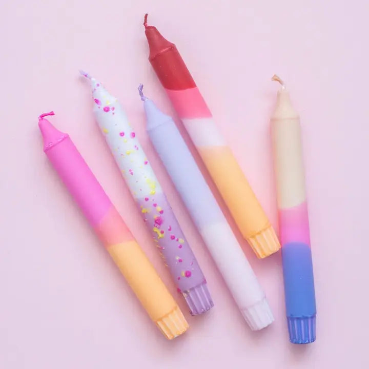 Taper Candles Set of 5 - Orange Pastel Party Sunset Mix