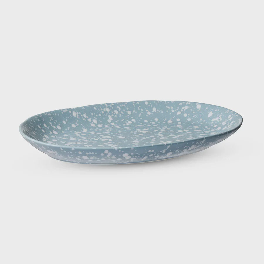 Speckle Light Blue & White Oval Platter