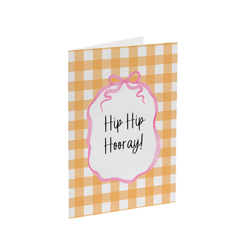 Orange Gingham Hip Hip Hooray Card