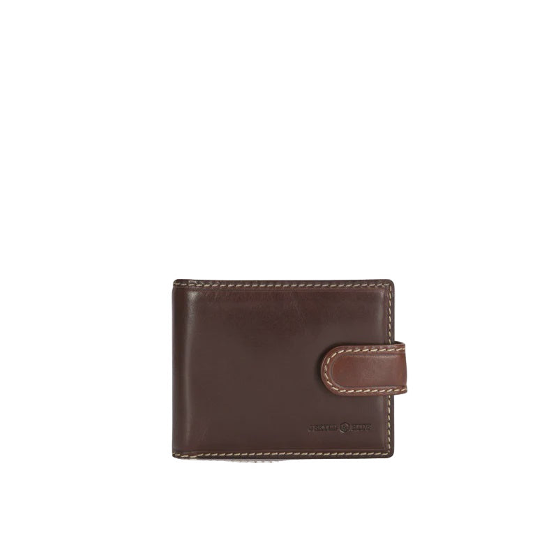 Leather Bifold Wallet with ID Window - Mocha