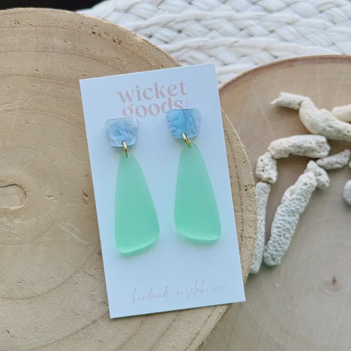 Agate Stud Earrings - Sea Glass