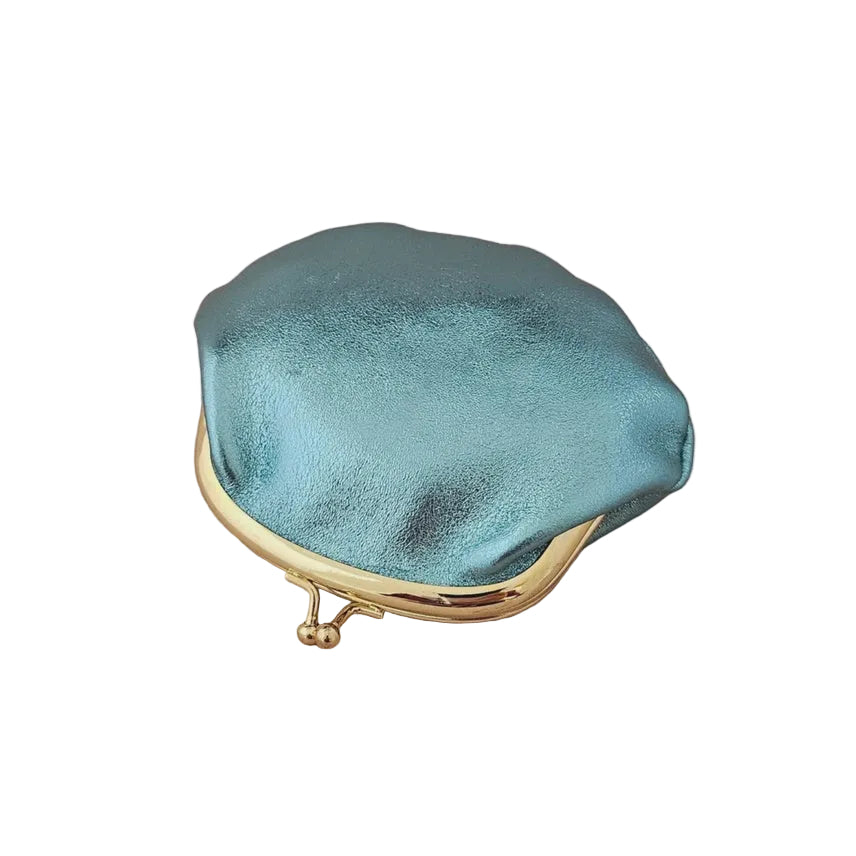 Retro Leather Clasp Purse - Turquoise