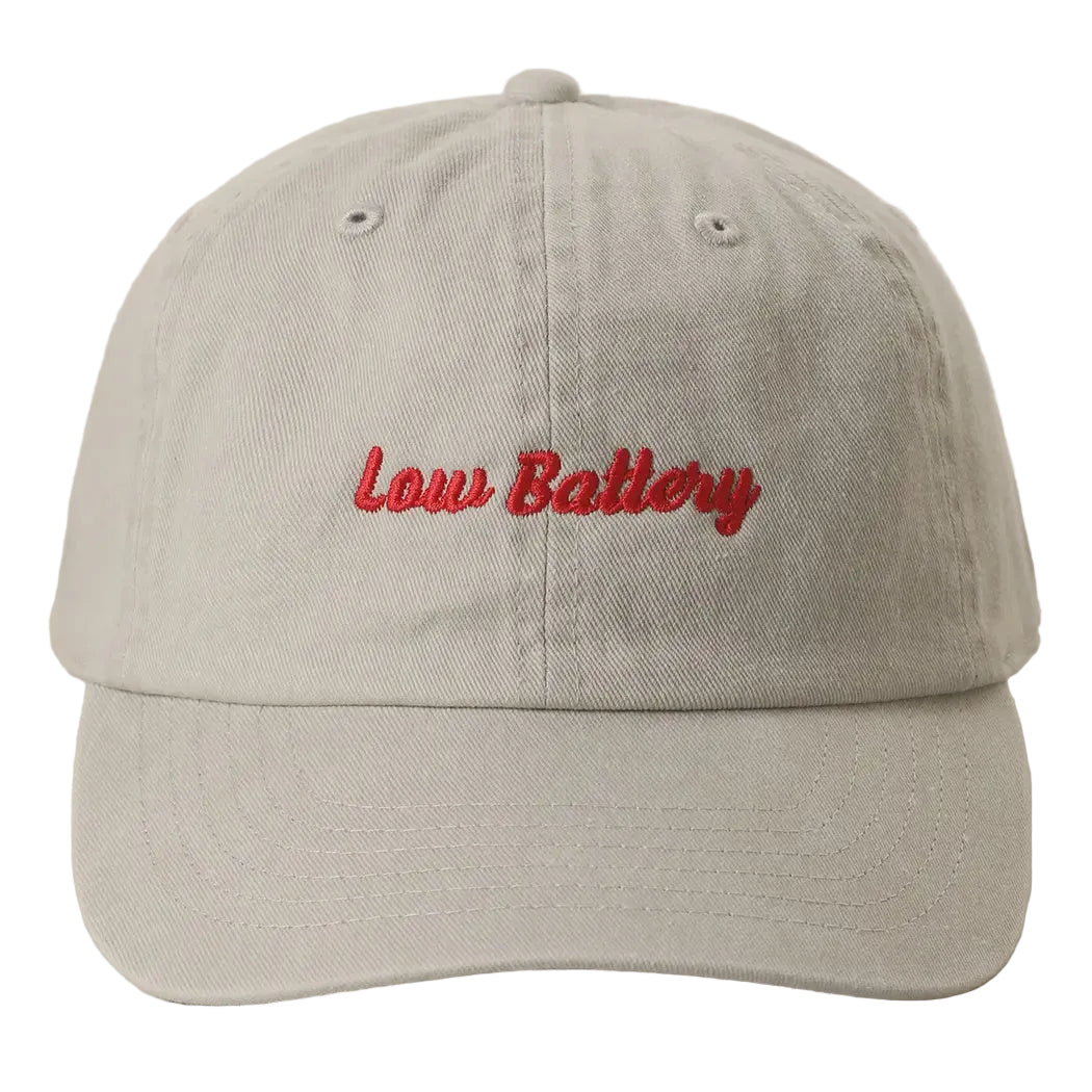 Embroidered Baseball Cap - Low Battery - Sand