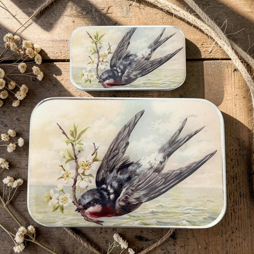 Notions Tin Large - Spring Swallow